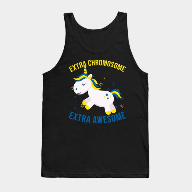 Extra Chromosome Awesome Unicorn World Down Syndrome Day Trisomy 21 Awareness Tank Top by nadinecarolin71415